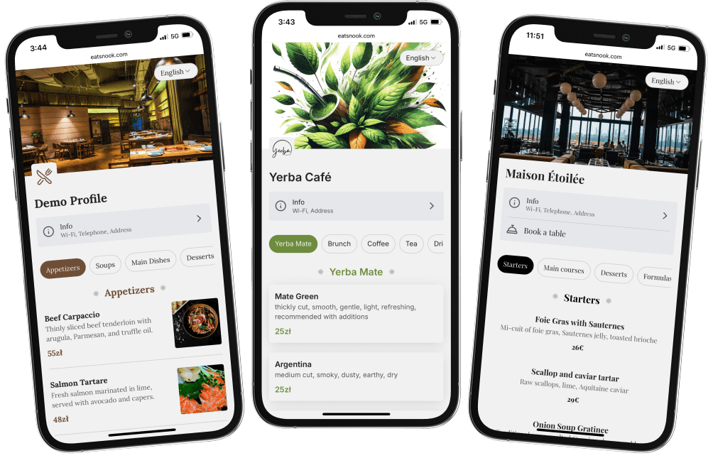 menu mockup